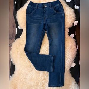 NWOT Unisex Uniqlo stretch denim pants with elastic waist, dark blue